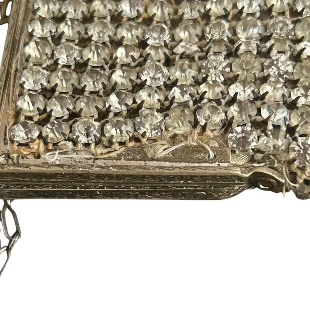 1940s Rhinestone Evening Clutch: Silver Crystal Cocktail Bag